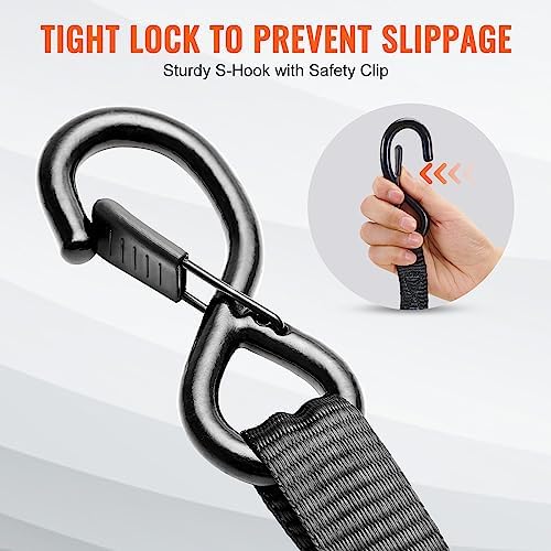 VEVOR Ratchet Tie Down Straps, 2200 lb Break Strength, Coated S Hook, Soft Loop - Image 4