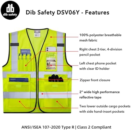 Dib Safety Hi Vis Reflective Safety Vest - Image 5