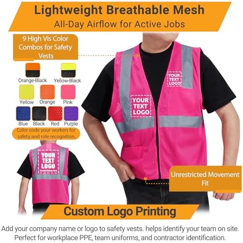 AYKRM 2 Pocket Mesh High Visibility Reflective Safety Vest - Image 4