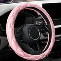 YOGURTCK Cute Diamond Soft Light Pink Leather Anti-Slip Steering Wheel Cover by YOGURTCK