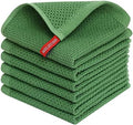 Homaxy 100% Cotton Waffle Weave Kitchen Dish Cloths 6-Pack, Grass Green by Homaxy