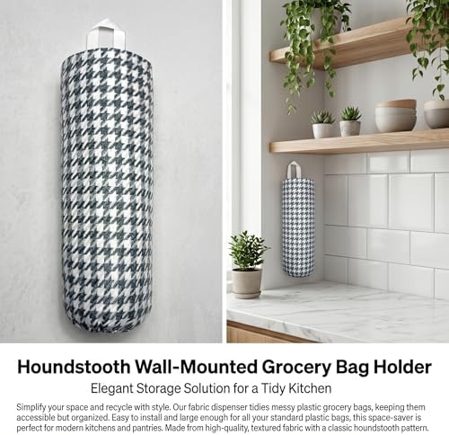 Plastic Bag Holder, Wall Mount Grocery Bag Dispenser, Yarn-dyed Houndstooth - Image 5