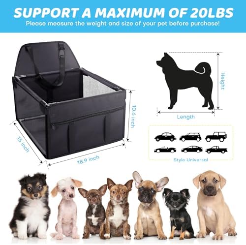 GENORTH Dog Car Seats for Small and Medium Dogs, Portable Puppy/Pet Car Booster - Image 7