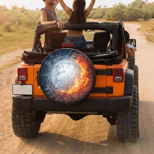 Fire and Water Volleyball Ball Spare Tire Cover Dust-Proof Wheel Tire Cover Fit - Image 4