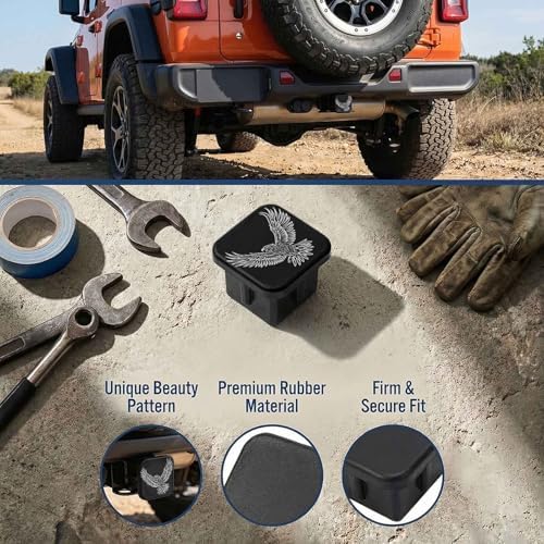 2 Inch Bald Eagle Flying Trailer Hitch Cover Rubber Receiver Tube Plug Cap - Image 3