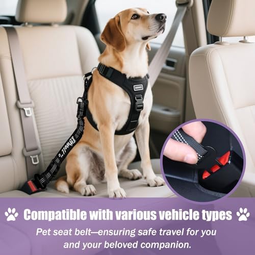IBWell Dog Seat Belt, 3 Piece Set Retractable Dog Car Harness Adjustable Dog - Image 6
