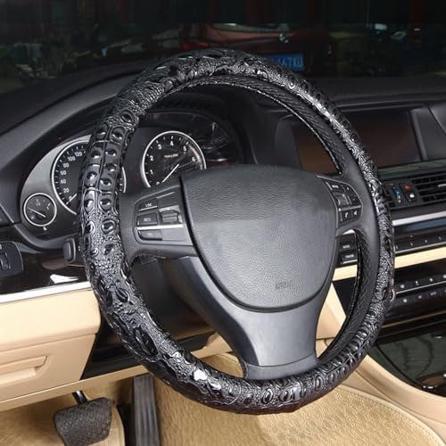 Comfort Leather Auto Car Steering Wheel Cover, Grip Anti Slip 15 Inch by Follicomfy