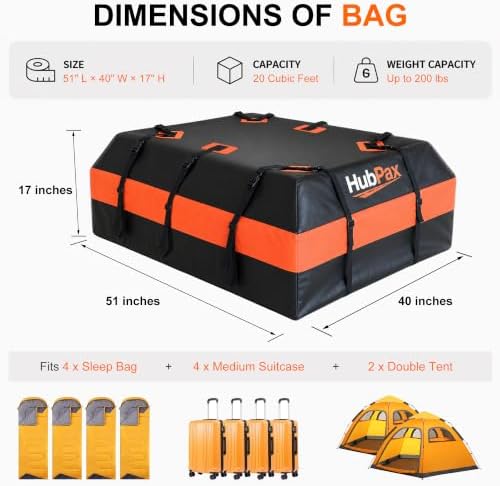 Roof Mount Cargo Carrier Basket & 20 Cu Ft. Waterproof Cargo Bag - Image 4