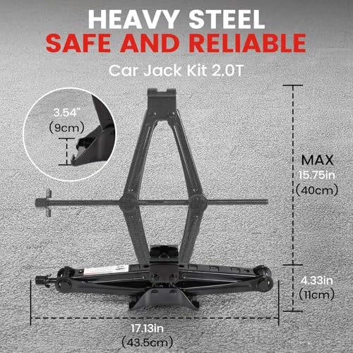 KROAK Scissor Jack Lift 2T, Car Jack Kit Tire Jack - Image 2