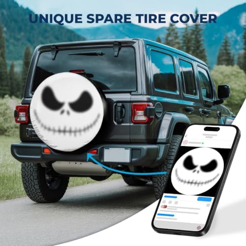 GENANY Gothic Skeleton Face Halloween PVC Leather Spare Tire Cover Size 16 - Image 2