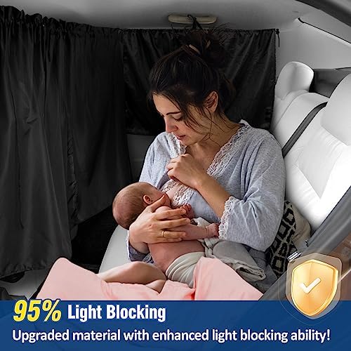 PAMASE Set of 3 Car Window Shades, 95% Light Blocking Sunshades - Image 4