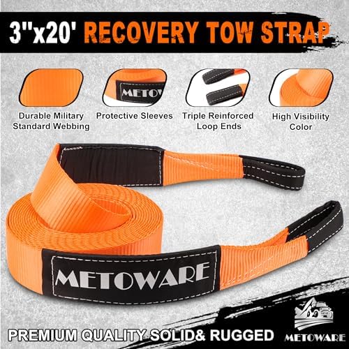 METOWARE Heavy Duty Tow Strap Recovery Kit - Image 2