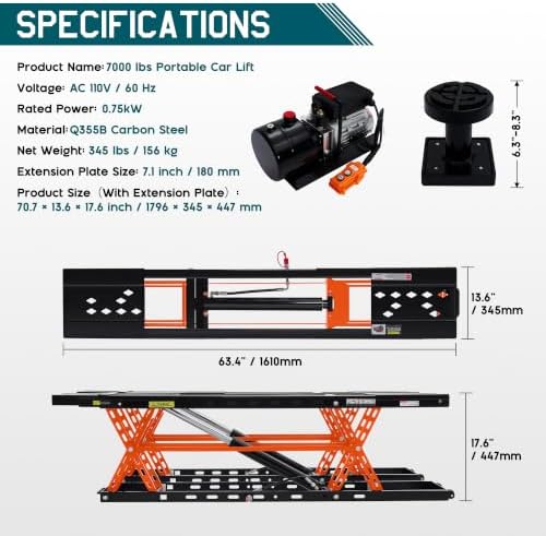 Albott 7000 lb Portable Car Lift - Image 2