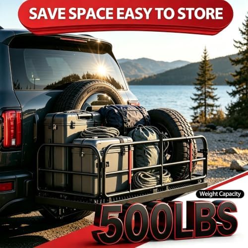 500 LBS Folding Hitch Cargo Carrier Basket 60" X 24" X 14.4" - Image 4