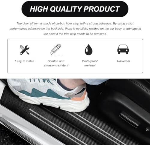 4 PCS Car Door Sill Protector, Waterproof Carbon Fiber Style Car Door Entry - Image 6
