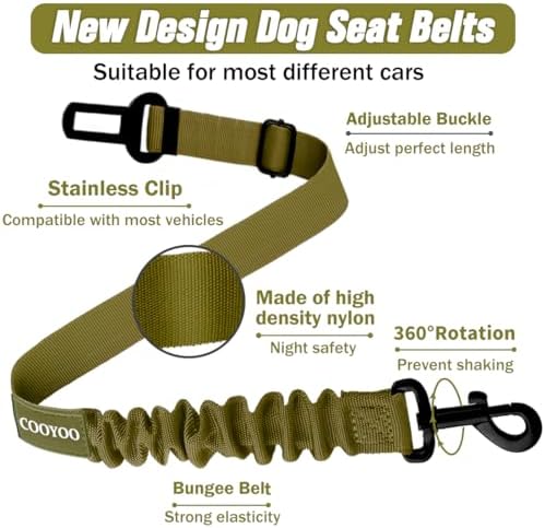 COOYOO Dog Seat Belt, 3 Piece Set Retractable Dog Car Adjustable Seatbelts - Image 3