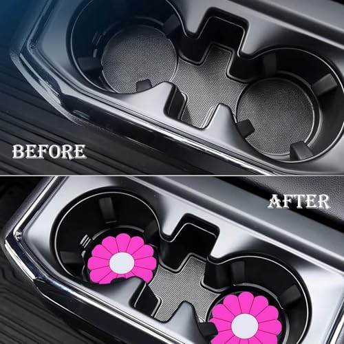 4-Pack Car Cup Holder Coaster Inserts, Daisy Shape, 2.75 Inch Non-Slip Silicone - Image 6