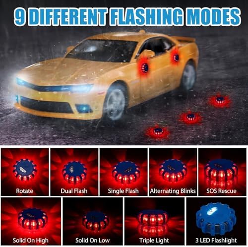 Tallew 12 Pack LED Road Flares Emergency Lights, 9 Flash Modes - Image 6
