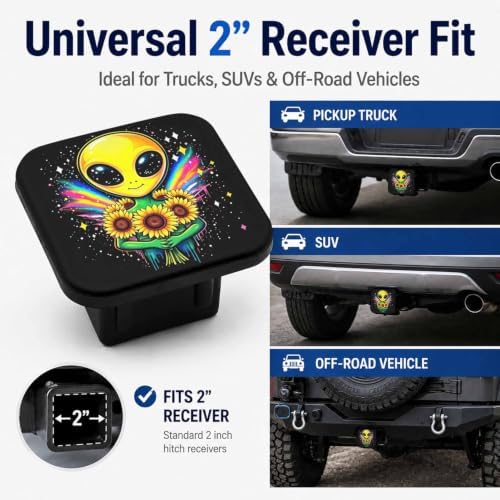 Alien Sunflowers 2" Hitch Cover, Rubber Towing Hitch Covers Hitch Protector - Image 4