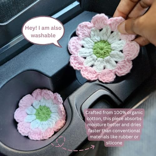 Cotton Car Coasters 2pc Car Cup Coasters Cute car Accessories - Image 3