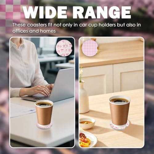 Car Cup Coasters 2-in-1 Style Set, 2.6-Inch Bow-Shaped/Checkered Cup Holder - Image 6