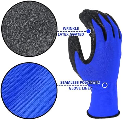 Evridwear Crinkle Latex Rubber Hand Coated Safety Work Gloves - Image 2