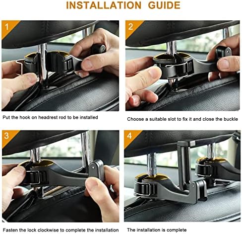 Car Headrest Hidden Hook with Phone Holder, Universal 360 Rotation, 2 Pack - Image 6