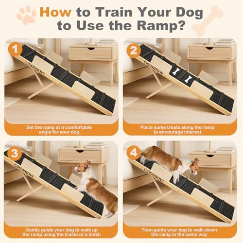 Upgraded Dog Ramp for Bed, Non-Slip Pad & Safety Baffle-6 Adjustable Height 12" - Image 7