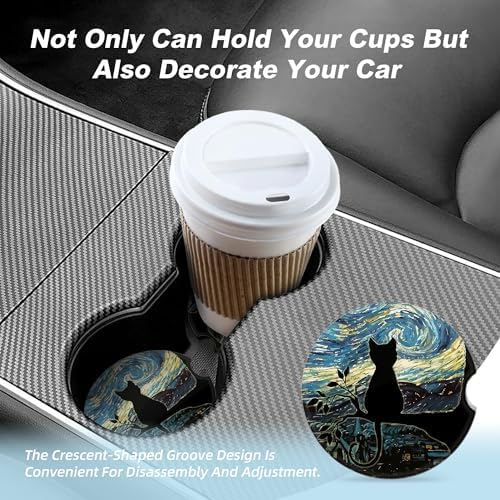 Aesthetic Black Cat Car Coasters - Image 7