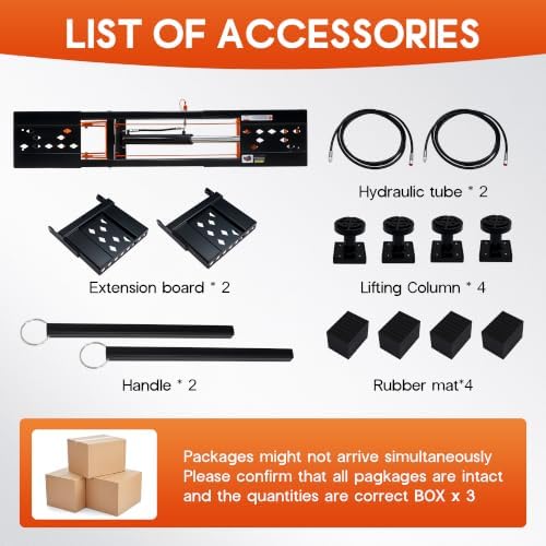 SPECRAFT 7000LBS Orange Portable Hydraulic Car Lift, Home Garage - Image 7