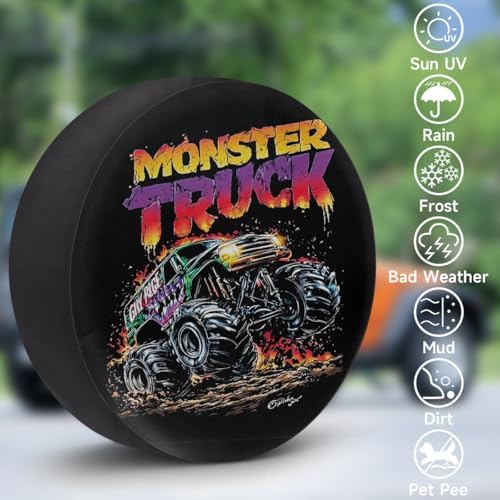 Cool Black Truck Spare Tire Cover Dust-Proof Wheel Protector - Image 3