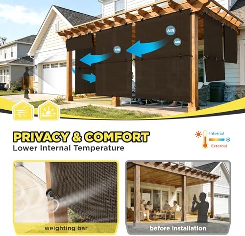 Outdoor Roller Shade 4'W x 12.5'H Cordless Shades Roll Up, Folding Exterior - Image 4