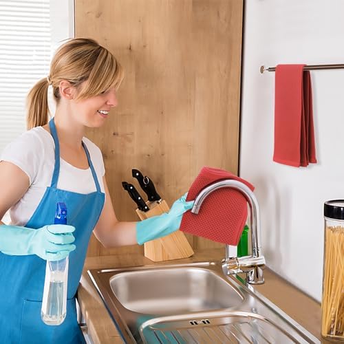 Kitinjoy 100% Cotton Waffle 8-Pack Kitchen Towels, Brick Red - Image 5