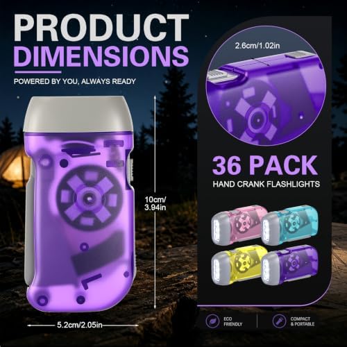 Treela 36 Hand Crank Flashlights, Light Blue - Image 2