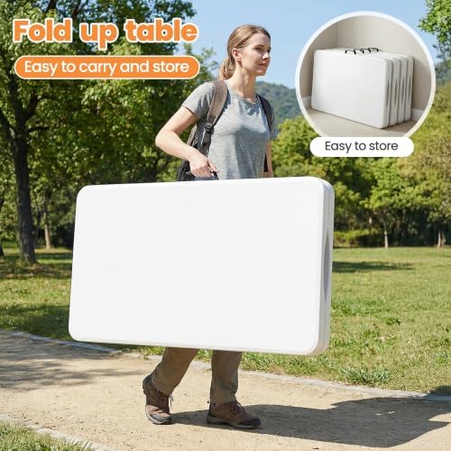 Portable 7-Piece 8 Feet Folding Table and Chairs Set - Image 6