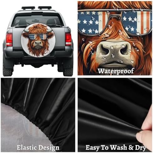 Spare Tire Cover for RV Trailer, Highland Cow American Tire Covers Universal - Image 4