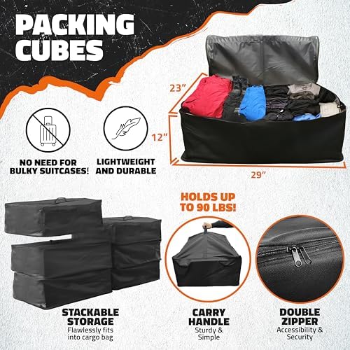 Mockins 30 CuFt Trailer Hitch Cargo Carrier Bag & Packing Cubes 29"x23"x12" - Image 5