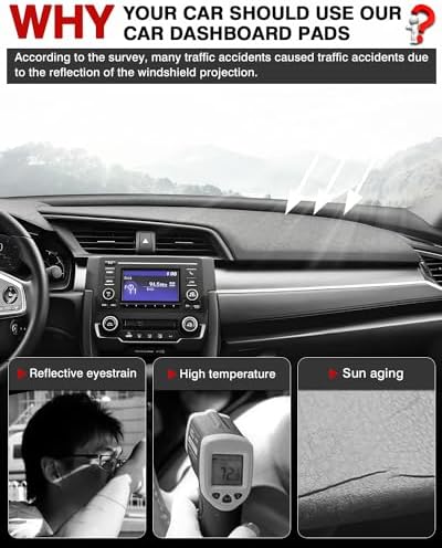 CARTIST Dashboard Cover Mat for 2016-2021 Honda Civic Coupe Sedan/Hatchback - Image 2
