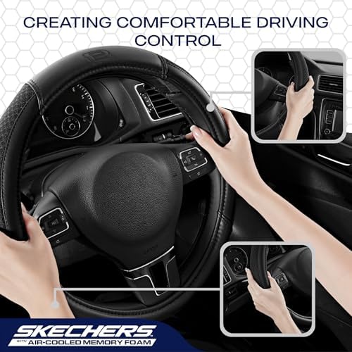 Skechers Air-Cooled Steering Wheel Cover, Leather Car Steering Wheel Cover - Image 6
