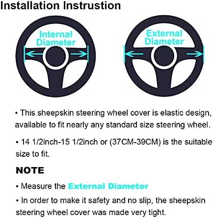 Blue Fuzzy Sheepskin Car Steering Wheel Cover - Image 5