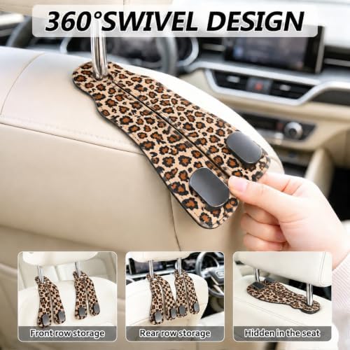 Cute Leopard Car Seat Back Storage Headrest Hooks - Image 4