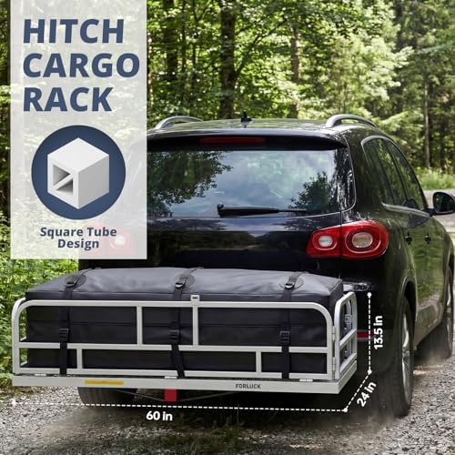 Forluck 60"x24"x14" Folding Hitch Mount Cargo Carrier, 500 lbs Capacity Heavy - Image 2