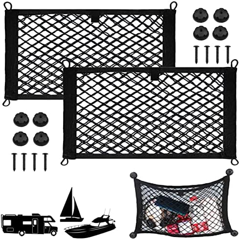 2 Pack Small Cargo Net Pocket Storage Mesh Net Elastic Automotive Cargo Nets by VEEBELL
