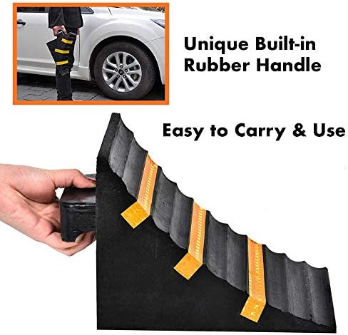 2 Pack Black Heavy Duty Extra Large Solid Rubber Wheel Chock - Image 7