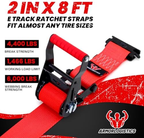 2 Pack E-Track Ratchet Straps, 4400LBS Break Strength, Standard E Track Fitting - Image 5
