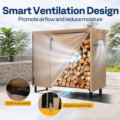 VIVOHOME 4ft Waterproof Outdoor Firewood Log Rack Cover - Image 5