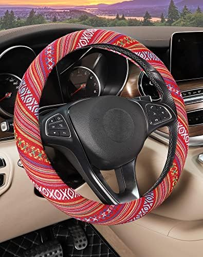 SEG Direct Boho Steering Wheel Cover, Baja Blanket Cloth, Coarse Flax by SEGDirect