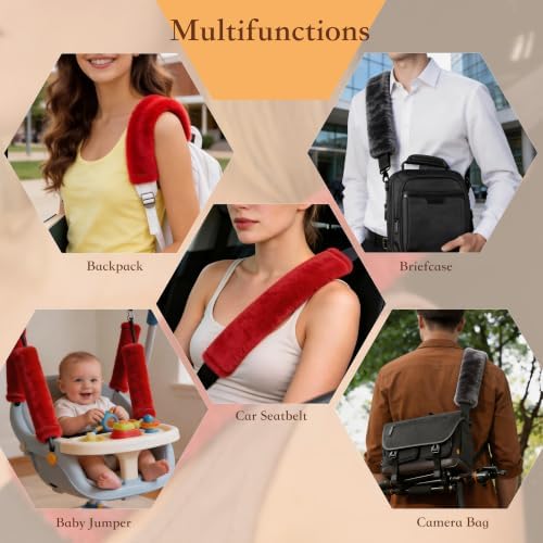 Amooca 15.7in Extra Long Furry Universal Car Seatbelt Cover Shoulder Pad - Image 3