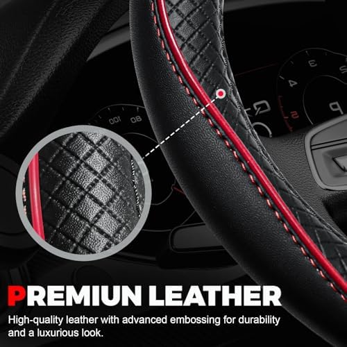 Ouzorp Car Steering Wheel Cover, Microfiber Leather Steering Wheel Covers - Image 5
