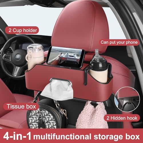 Car Seat Back Cup Holder, 4-in-1 Multifunctional Backseat Organizer - Image 3